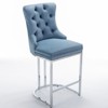 DOMETOUR 25" Counter Height Bar Stools Set of 2 Modern Velvet Upholstered Barstools with Button Back & Rivet Trim - 2 of 4
