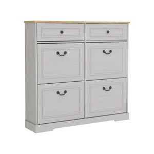 Gulches Shoe Storage Cabinet with 2 Drawers & 4 Flip Drawers, Adjustable Shelf, Antique White - Stylish, Spacious & Sturdy for Entryway - 1 of 4