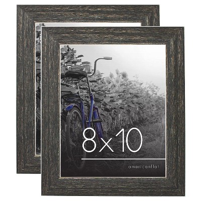 Americanflat Picture Frame in Rustic with Lead Free Polished Glass - Horizontal and Vertical Formats for Wall and Tabletop - 8" x 10" - Pack of 2