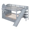 VYNXARIA Full-Over-Full Castle Bunk Bed with Slide - Enchanting Gray Design - 3 of 4