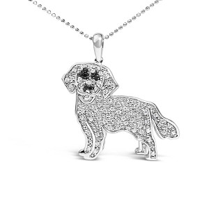 Haus of Brilliance Silver 1/3 Cttw White and Black Diamond Labrador Retriever Dog Pendant Necklace - 1 of 4