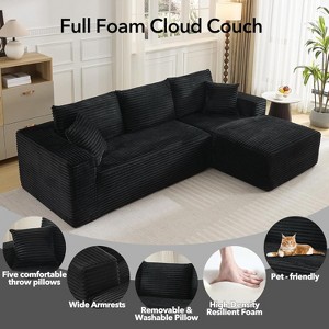 108" Cloud Sectional Couch with L-Shape Chaise, Modern Corduroy Modular Sofa with Deep Seat, Boneless Cloud Couches for Living Room Bedroom - 1 of 4
