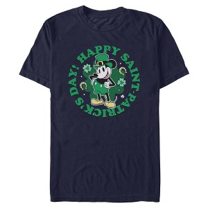 Mens Mickey & Friends Happy Shamrock Day T Shirt - Navy Blue - 3X