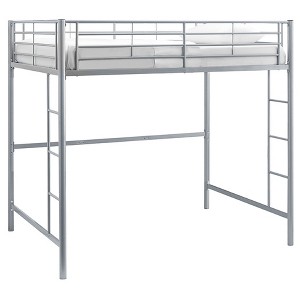 Premium Metal Full Size Loft Bed - Silver - Saracina Home