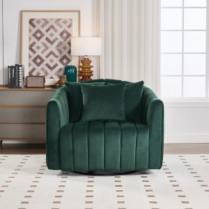 Aortzio 40.35"W Upholstered Swivel Accent Chair 360° Comfy Club Chair Arm Chair Single Sofa,Swivel Barrel Chair For Living Room Bedroom - 1 of 4