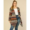Agnes Orinda Women's Plus Size Boho Striped Open Front Cardigans - 2 of 4