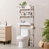 VEVOR Over the Toilet Storage, 3-Tier Adjustable Over Toilet Bathroom Organizer, Bamboo Storage Shelf Rack with 3 Hooks, Fit Most Toilets, White - 2 of 4