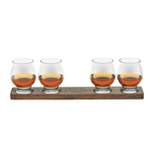 Libbey Signature Kentucky Bourbon Trail Whiskey Tasting Set, 4 Whiskey Glasses with Wood Paddle