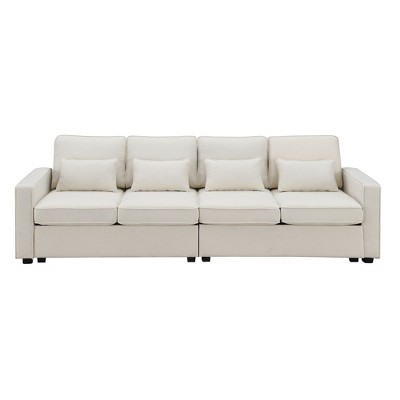 NicBex 104 Inch Sectional Sofa Couch Modern Convertible Linen Fabric Upholstered Sleeper Sofa with Armrest & Side Pockets for Living Room