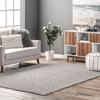 Light Grey Washable Shag Synthetic Sheepskin Area Rug 5' x 8'