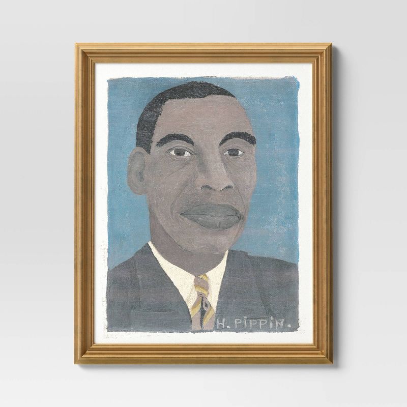 16&#34; x 20&#34; Self Portrait II by Horace Pippin Vintage Framed Wall Cotton Canvas Gold - Threshold&#8482;, 1 of 6