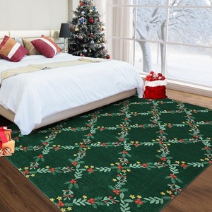 Christmas Runner Rug 2x6 Washable Christmas Kitchen Rugs Modern Geometric Area,Red - 1 of 4