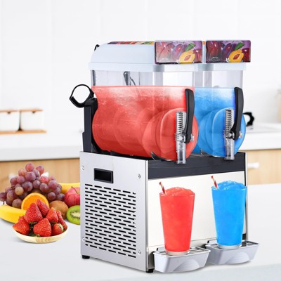 Commercial Grade Dual-Tank Slushy Machine – 15L×2 Capacity, 700W High-Capacity Frozen Drink Maker with Quick Freeze & Auto-Clean