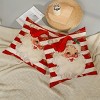 Lomsoe 2pcs Red & White Striped Christmas Pillow Covers Vintage Santa Claus, Holly & Snowflake Cases, Farmhouse Holiday Decor. - 3 of 4