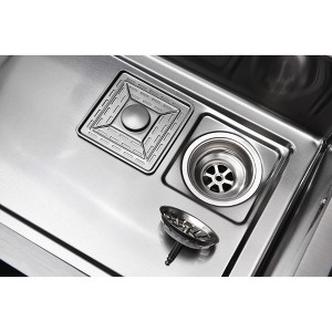 DOMETOUR Waterfall Kitchen Sink, Black Stainless Steel 30×18″ Single Bowl with Flying-rain Faucet, Cutting Board, Multifunctional Workstation - 1 of 4