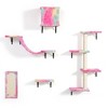 DOMETOUR 5 Pcs Wall Mounted Cat Climber Set, Floating Cat Shelves and Perches, Cat Activity Tree with Scratching Posts - 2 of 4