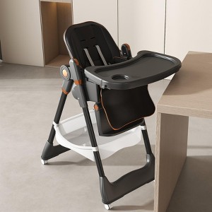 ELJGET Adjustable Baby High Chair 0-6 Years, Portable Foldable Infant Seat with 5-Point Belt, Wheels, 5 Height & Recline Settings, Easy-Clean - 1 of 4