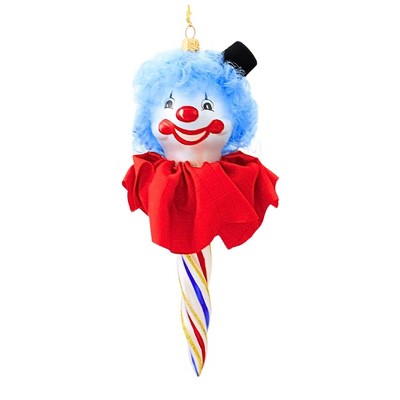 Italian Ornaments 7.5 Inch Red & Blue Icicle Clown Face Circus Italian Christmas Ornament Tree Ornaments