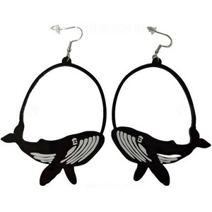 Black Acrylic Animal Dangle Earrings - Dachshund & Zebra - 1 of 4