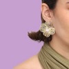 SOHI Women's Champayne Gold Floral Palmate Drop Earrings - 4 of 4