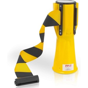 Pyle Retractable Emergency Traffic Cone Belt PCNTP16 - 10ft Yellow Warning Barrier - 1 of 4