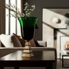 Elegant Modern Glass Vase with Metallic Base - Decorative Centerpiece for Home, Office & Living Room - Glass & Aluminum - 19" Green - 3 of 4