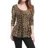 INSPIRE CHIC Women's Long Sleeves Padded Shoulder Scoop Neck Printed Peplum Shirt - 2 of 4