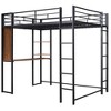 NicBex Full Size Loft Bunk Bed with Desk, Modern Metal Bed Frame with Storage Shelves, Guardrails and 2 Ladders for Bedroom - 4 of 4