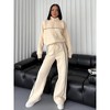 Mocamel Women's Long-sleeved Zipper Mock-neck Cardigan Sweater Lace-up Striped Pants Casual 2-piece set - 3 of 4