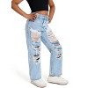 Mocamel New Snowflake Water Wash Distressed Design Wide Leg Jeans for Teenage Girls - 4 of 4