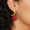 Seed Bead Strawberry Charm Hoop Drop Earrings - Wild Fable™ Gold/Red: Nickel-Free Metal, 1.75" Length - 2 of 3