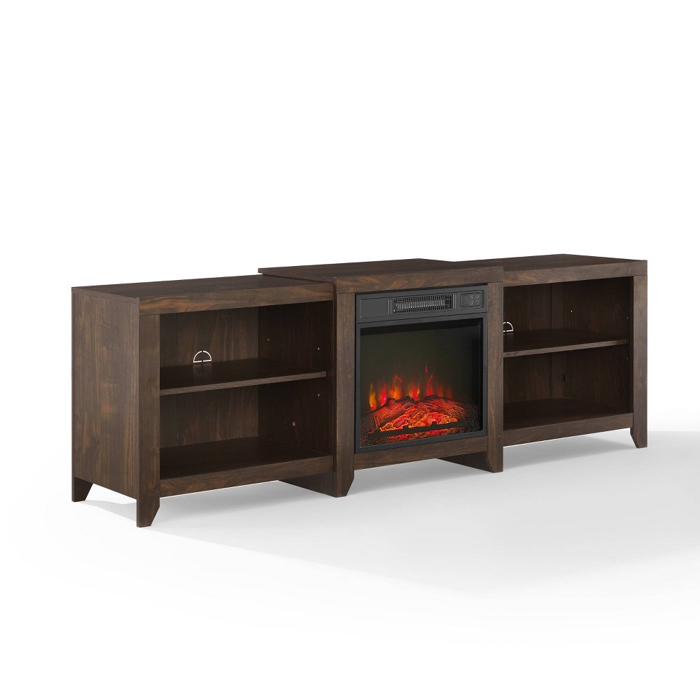 Photos - Mount/Stand Crosley 69" Ronin Low Profile TV Stand for TVs up to 75" with Fireplace Dark Walnu 