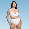 Lands' End Women's Ribbed Smoothing High Waist Bikini Bottom - White - 3 of 3