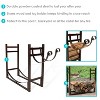 Sunnydaze Indoor/Outdoor Steel Fire Pit or Fireplace Firewood Log Rack Holder with Kindling Storage Space - 33" - 2 of 4
