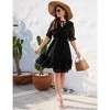 WhizMax Women's Swiss Dot Short Sleeve V Neck High Waist Casual Dress Lightweight Ruffle Solid Summer Mini Dress - 4 of 4
