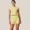 Anna-Kaci Active Women's Fitted Crop Active Tee Short Sleeve Round Neck Stretch Performance Fabric - 4 of 4