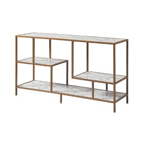 Marmo Faux Marble Top TV Stand for TVs up to 60" Gold - Teamson Home: Entertainment Center with Open Shelves - 1 of 4
