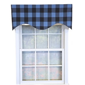 RLF Home 100% Cotton Barnyard Check  Cornice  Fully lined Windows Rod Pocket Valance 50" x 17"  Blue - 1 of 4
