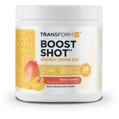 TransformHQ Boost Shot Energy Drink Mix - Peach Mango, 28 Servings