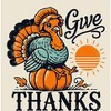 Give Thanks Turkey Sitting On Pumpkin Men's Crew Neck Short Sleeve Tee - 2 of 2