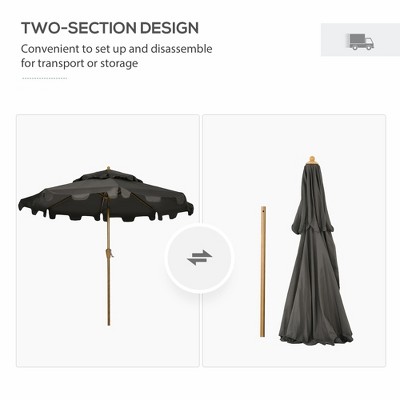 9' Dark Gray Polyester Patio Umbrella with Steel Frame