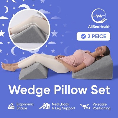 Navy Memory Foam Wedge Pillow Set for Back and Leg Support