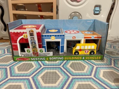 Melissa & doug nesting cheap & sorting buildings & vehicles