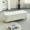 Square Storage Ottoman Bench,Upholstered Velvet Fabric Ottoman Stool Seat With Safety Hinge,Gold Decoration Strip,Ottoman Stool Seat-Cuddlewood - 3 of 4