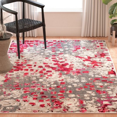 Abstract Grey & Fuchsia 6' x 9' Hand-Knotted Reversible Area Rug