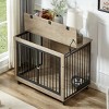 NicBex 38.58Inch Dog Crate Furniture Wooden Dog Cage Side Table with FlipUp Top and 3 Doors,Wheels,Indoor Use,Gray - 2 of 4