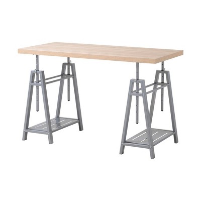 Gray Adjustable Height Standing Desk with Metal Base