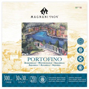 Magnani 1404 Portofino Hot Press 100% Cotton Watercolor Paper Pad, 20 Sheets, 140 lb, Acid-Free, UV Resistant, Deckled Edges, Vegan Sized Water Color - 1 of 4