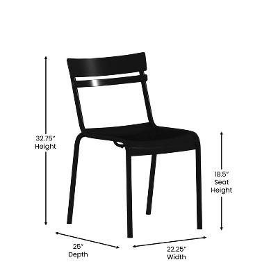 Nash Black Steel Armless Stackable Indoor-Outdoor Chairs, Set of 4