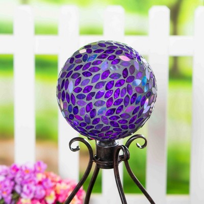 Iridescent Purple Glass Mosaic Gazing Ball for Garden